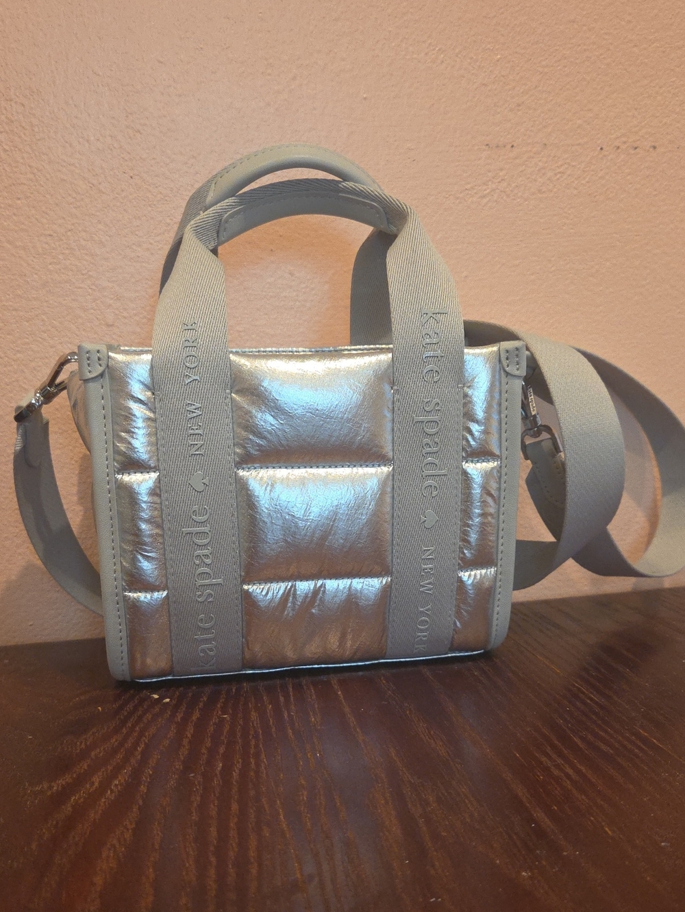 kate spade Silver Quilted Crossbody Tote
